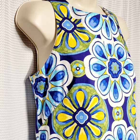 London Times Cotton Sateen Floral Sleeveless Stretch Shift Dress (12) - Picture 3 of 10